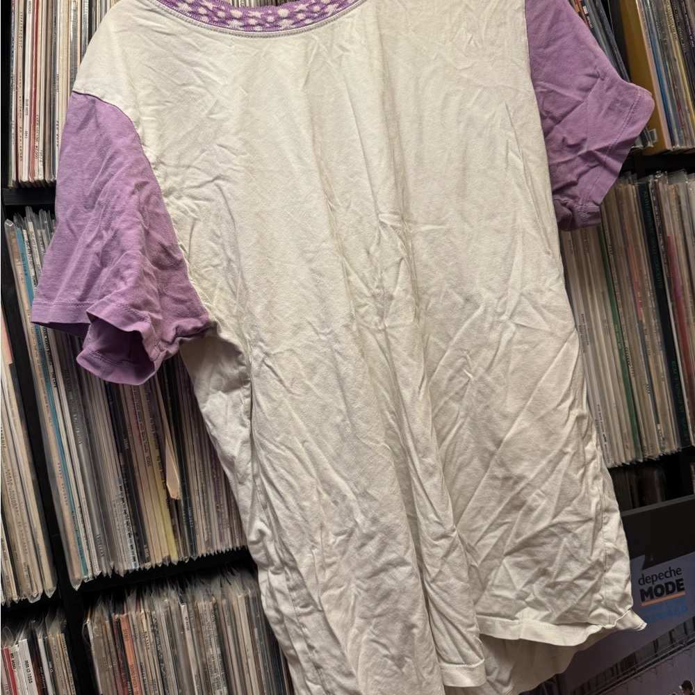 Big Bud Press Cream and Purple Flutter Sleeve Tee